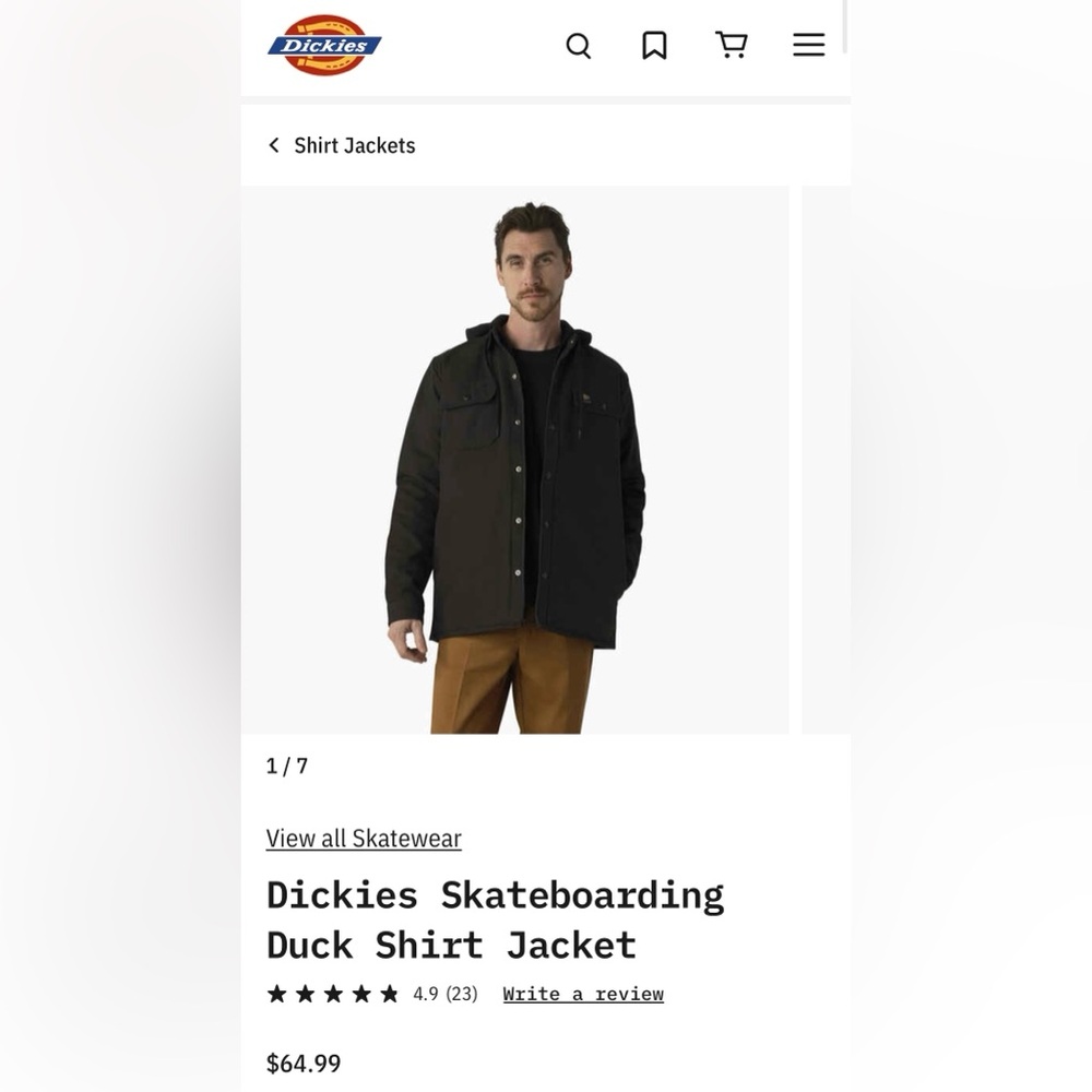 Men’s Large Black/Blue Dickies Duck Shirt Skateboarding Jacket